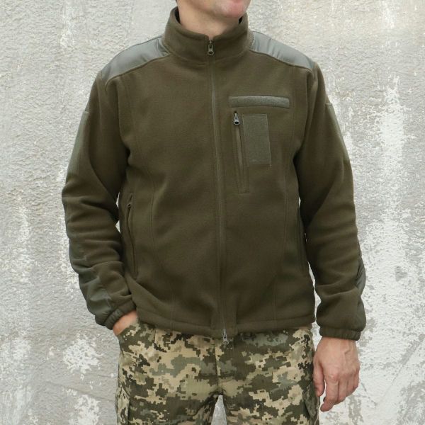 Флісова кофта "Комбат", Хакі. з накладками ріп стоп, 350г/м2