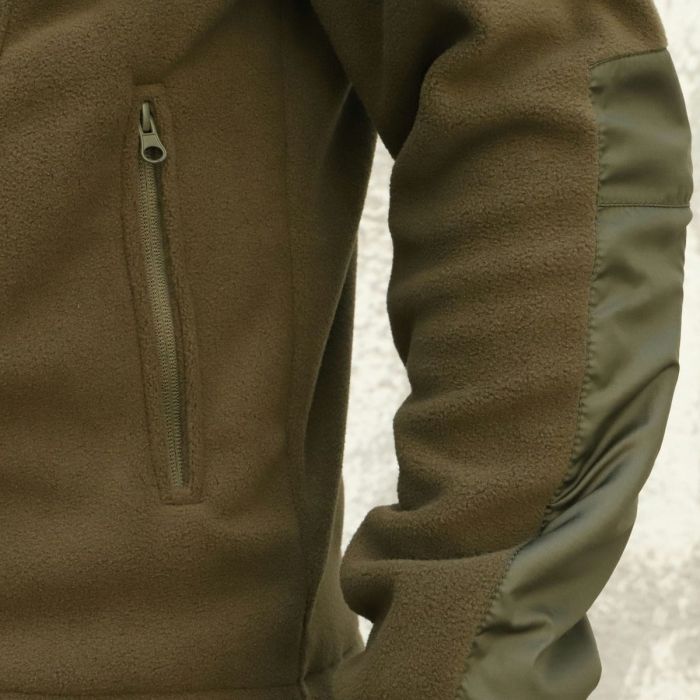 Флісова кофта "Комбат", Хакі. з накладками ріп стоп, 350г/м2