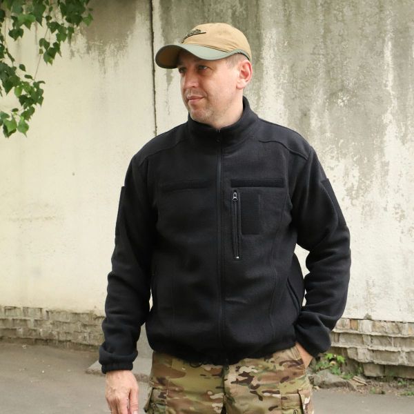 Флісова кофта Raptor Tac, Комбат, Чорна, без накладок, "скільки" грам