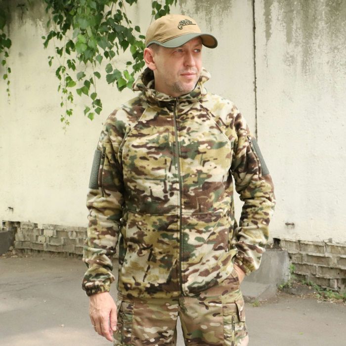 Флісова куртка ЗСУ с капюшоном, "Шерман" MultiCam, без накладок,  фліс 270 г/м2