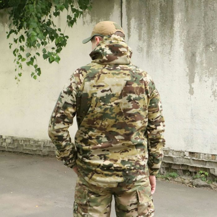 Флісова куртка ЗСУ с капюшоном, "Шерман" MultiCam, без накладок,  фліс 270 г/м2
