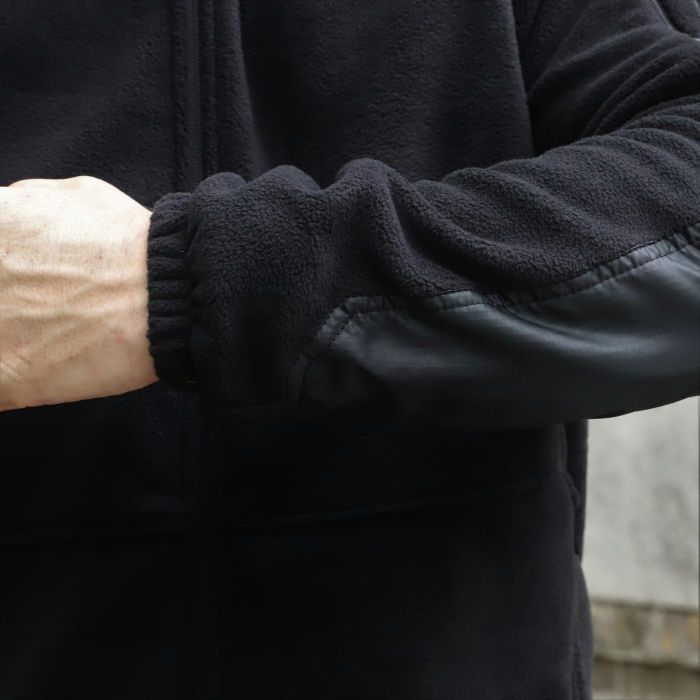 Кофта флісова чорна з капюшоном "Шерман" з накладками ріп стоп. 350г/м2