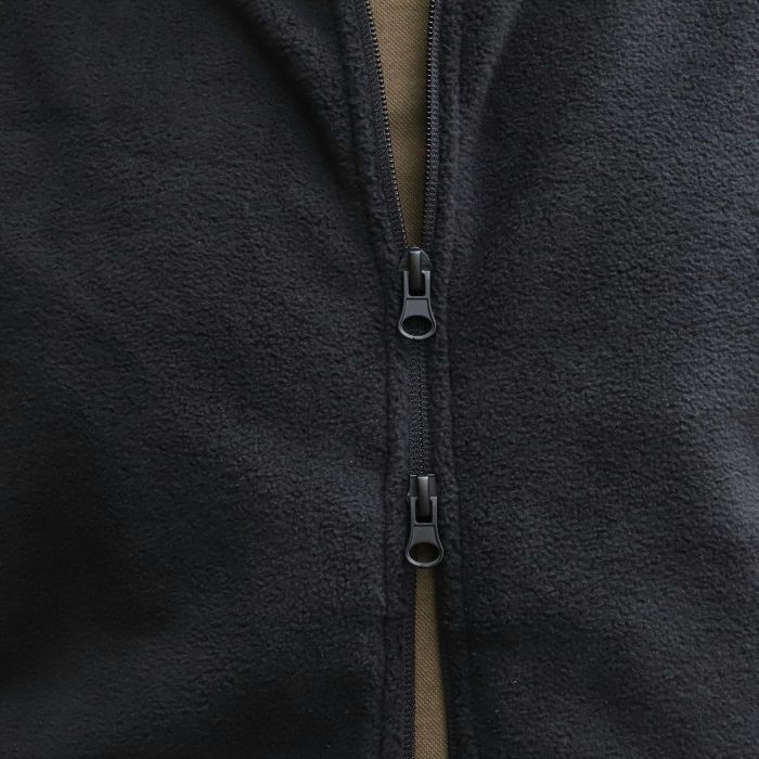 Кофта флісова чорна з капюшоном "Шерман" з накладками ріп стоп. 350г/м2