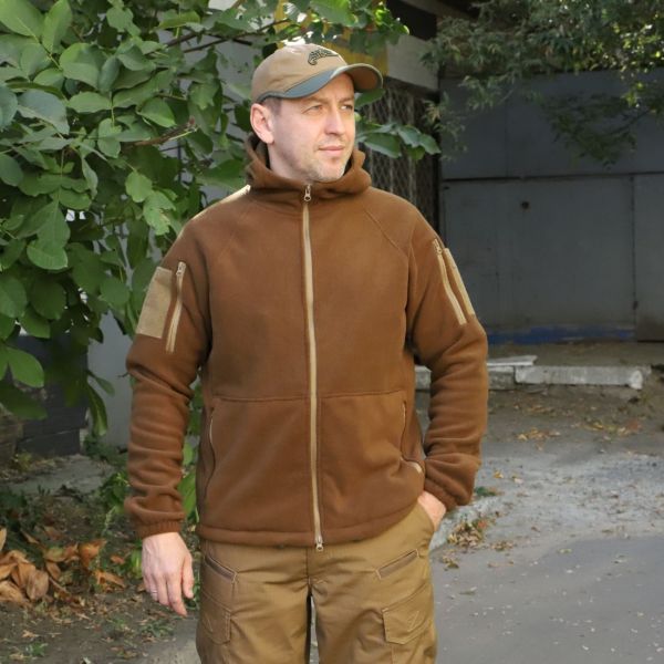 Флісова кофта койот з капюшоном, "Шерман"без накладок, 350 г/м2