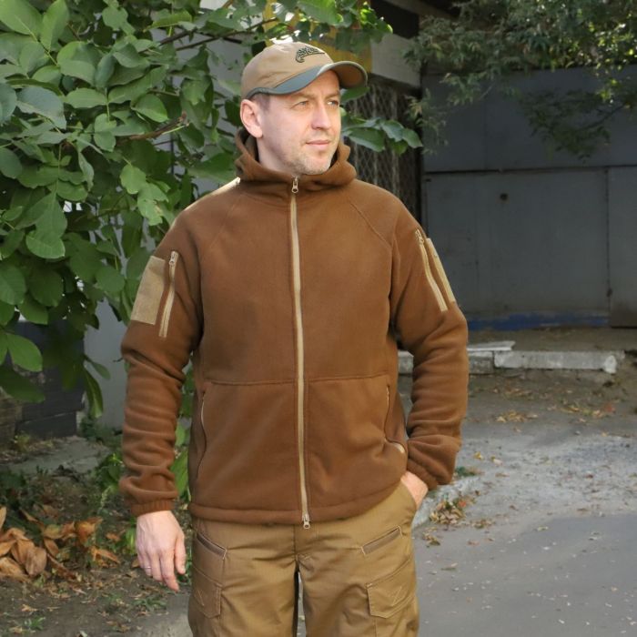 Флісова кофта койот з капюшоном, "Шерман"без накладок, 350 г/м2