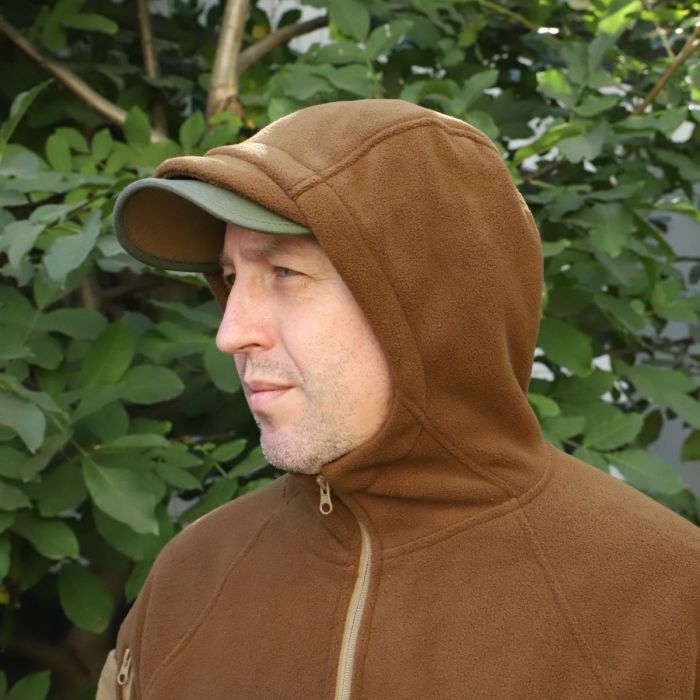 Флісова кофта койот з капюшоном, "Шерман"без накладок, 350 г/м2