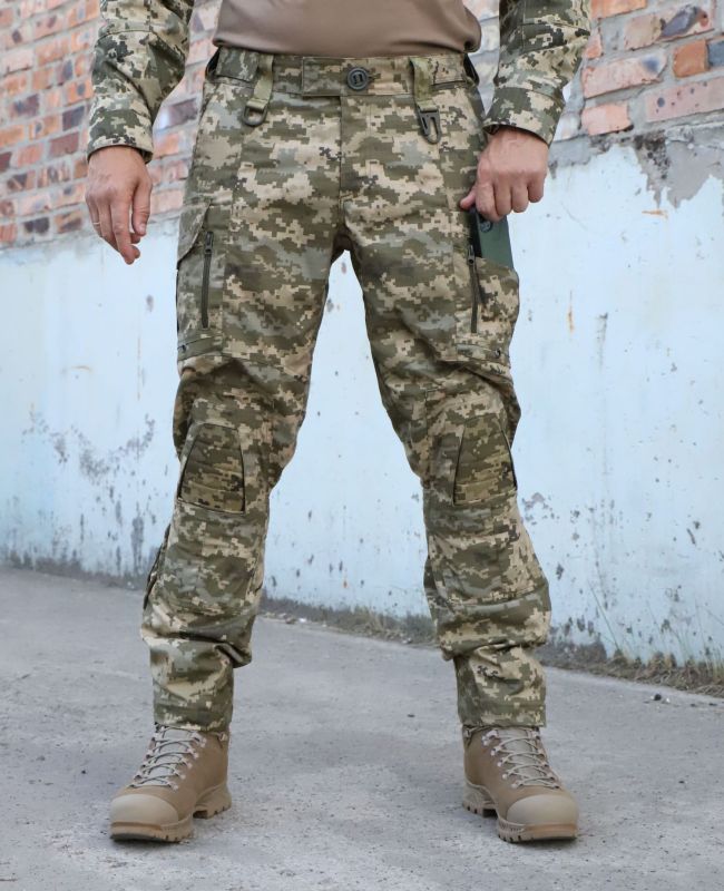 Raptor Tac, штани тактичні з наколінниками піксель, ріп стоп, 65% бавовна, 35% поліестер