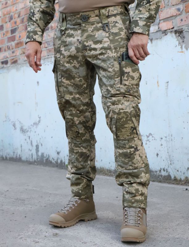 Raptor Tac, штани тактичні з наколінниками піксель, ріп стоп, 65% бавовна, 35% поліестер