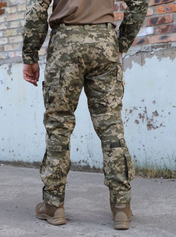 Raptor Tac, штани тактичні з наколінниками піксель, ріп стоп, 65% бавовна, 35% поліестер