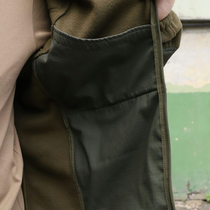 Флісова куртка з капюшоном, "Шерман" Олива, без накладок, 350 г/м2