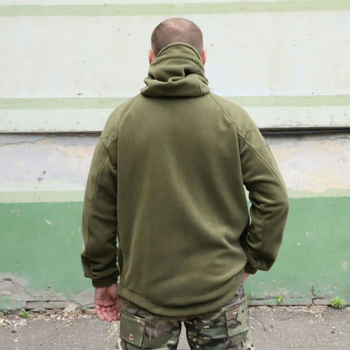 Флісова куртка з капюшоном, "Шерман" Олива, без накладок, 350 г/м2