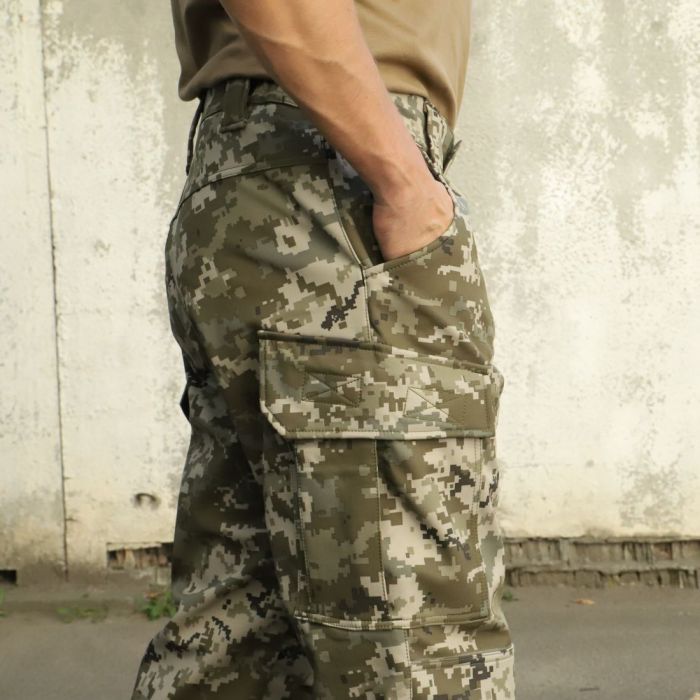 Raptor Tac, штани ЗСУ Soft Shell на флісі піксель