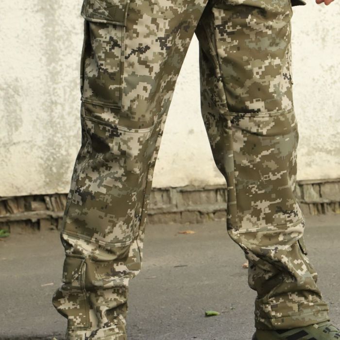 Raptor Tac, штани ЗСУ Soft Shell на флісі піксель
