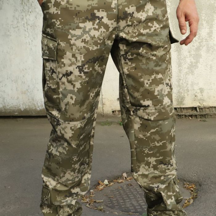 Raptor Tac, штани ЗСУ Soft Shell на флісі піксель